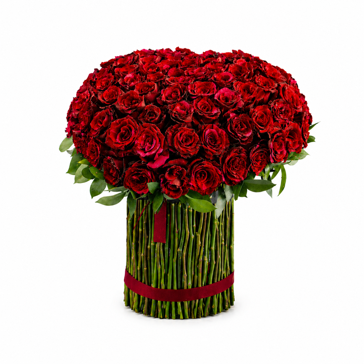 Herzförmiger Strauß aus roten Rosen