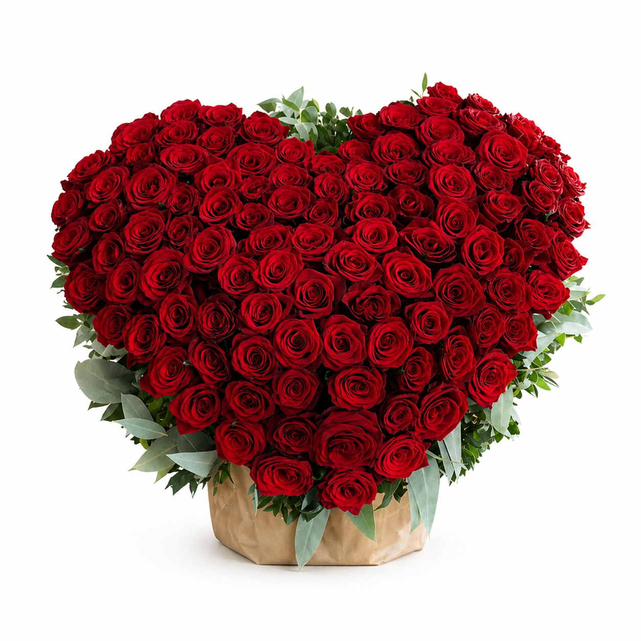 Großes Rosenherz aus roten und pinken Rosen