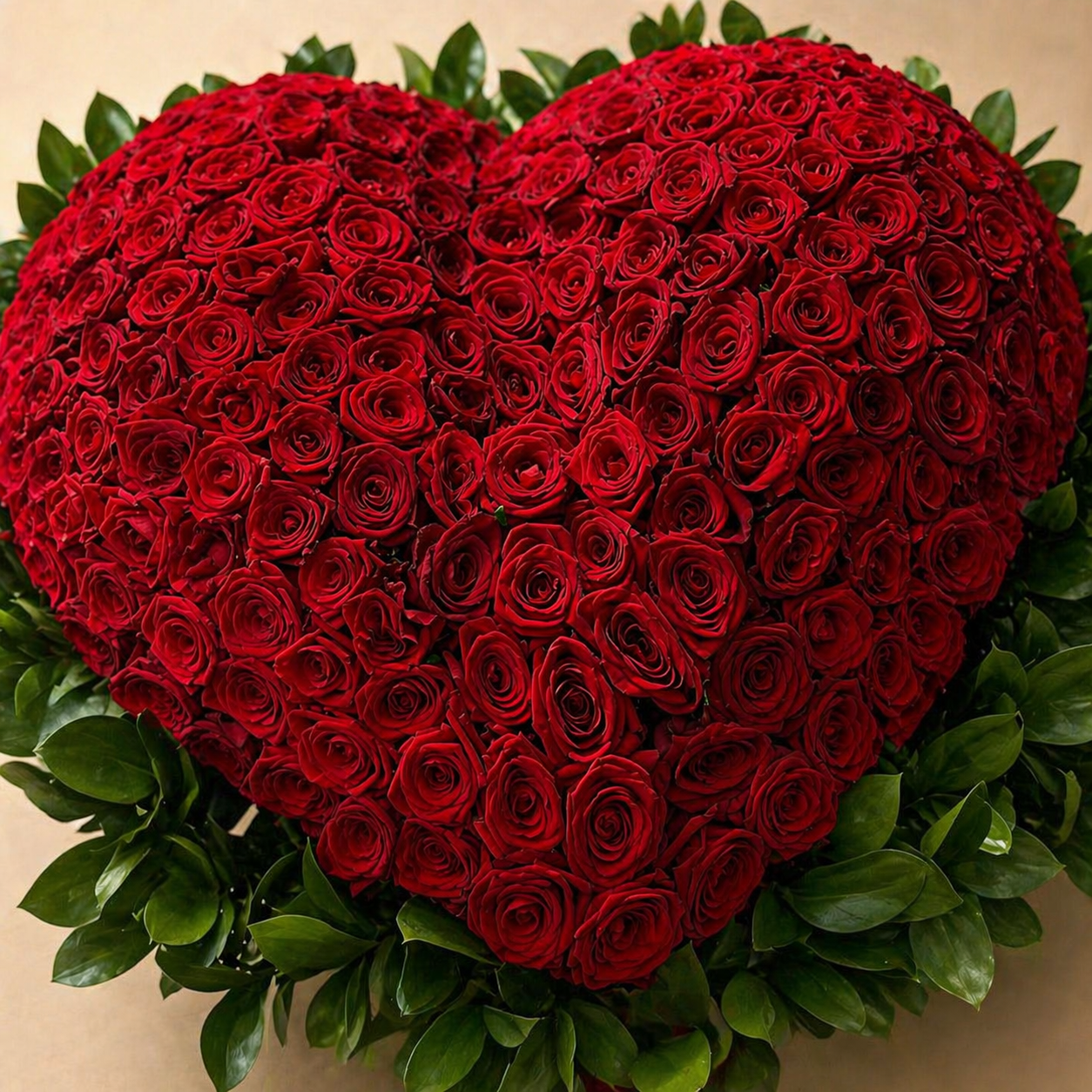Großes Rosenherz aus roten und pinken Rosen
