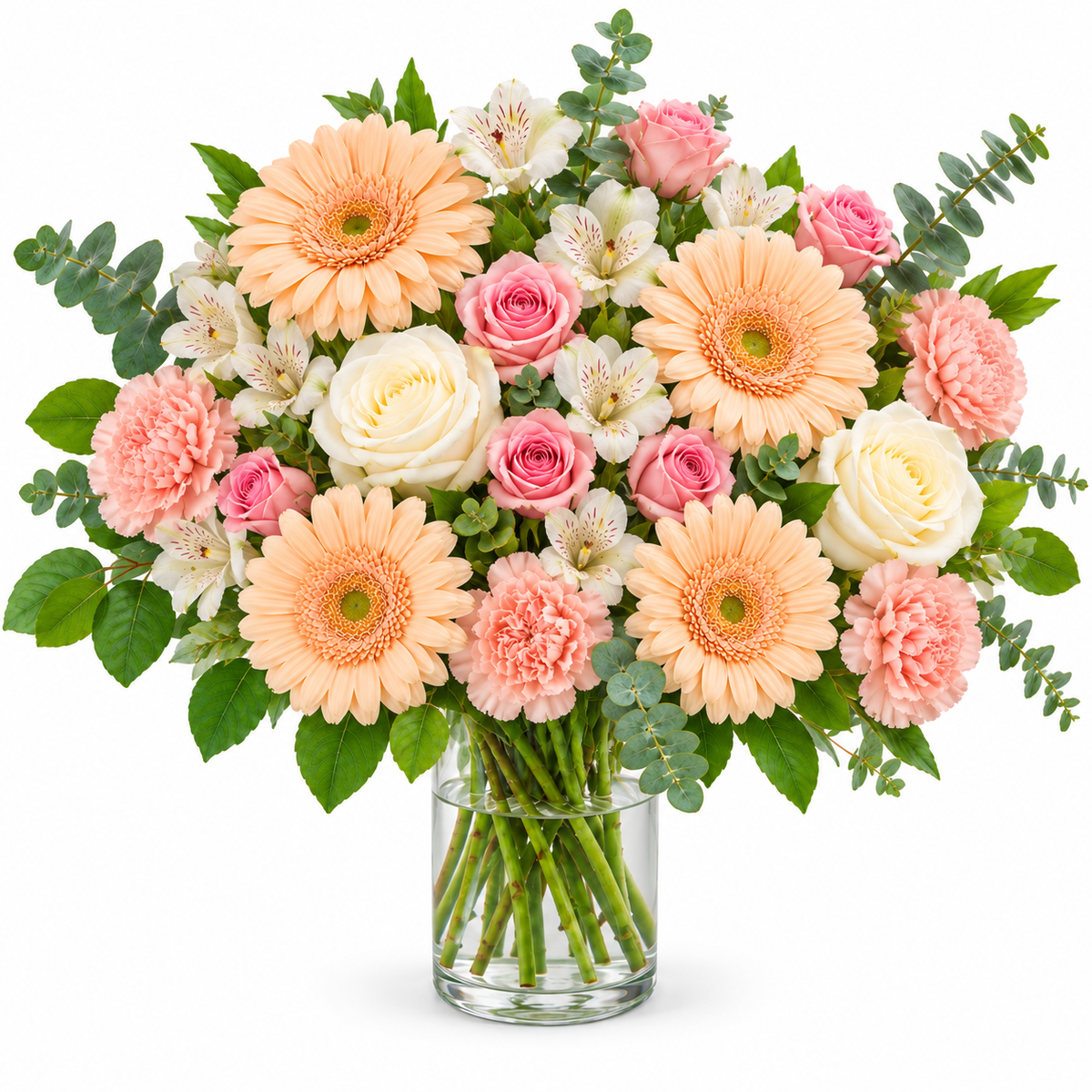 Pfirsichhaut – Blumenstrauß in Größe L