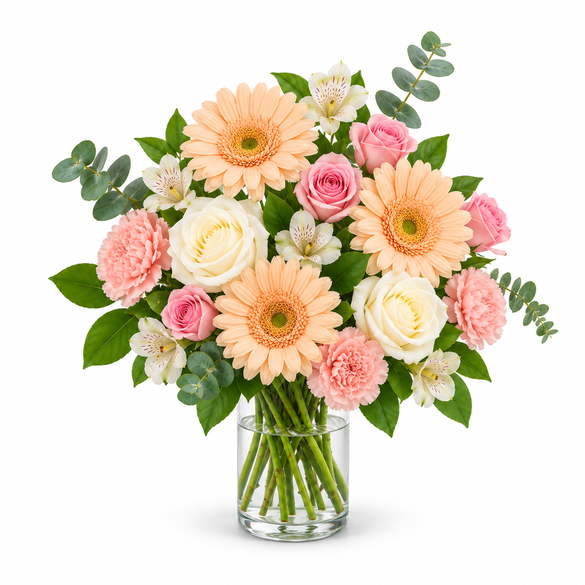 Pfirsichhaut – Blumenstrauß in Größe S