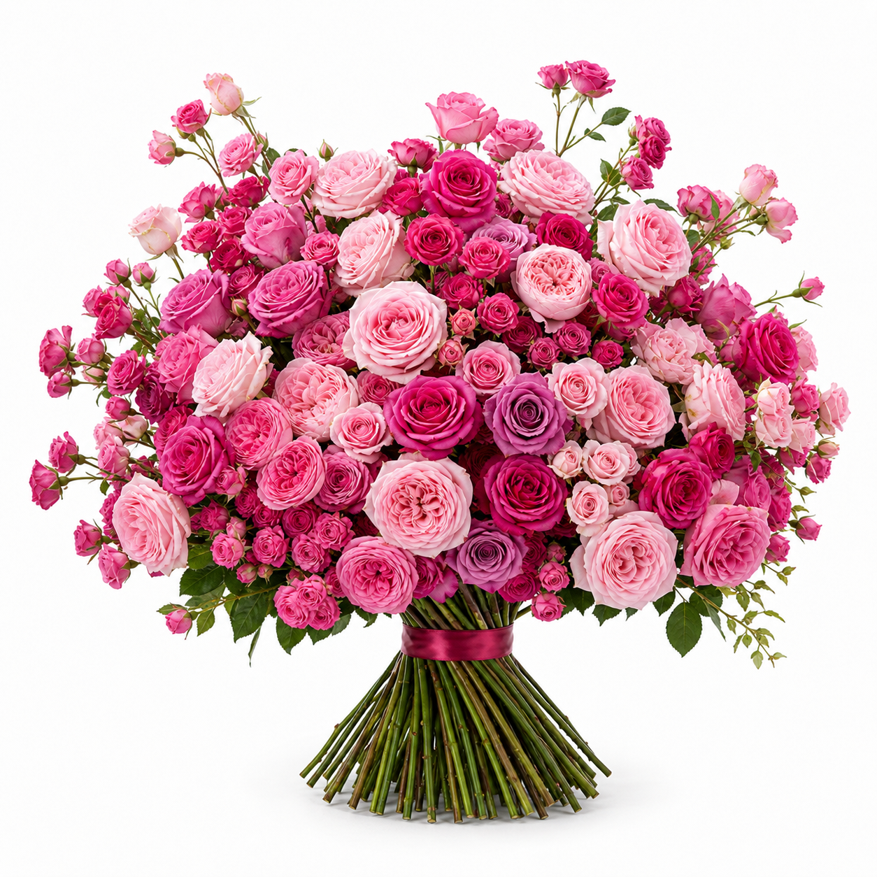 Opulenter Premium-Rosenstrauß „Rosige Träumerei“ in Rosa, Pink, Fuchsia und Mauve